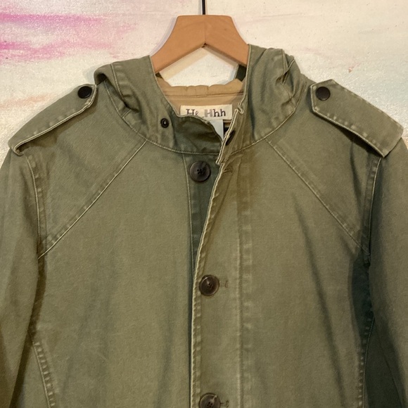 🔥EC-RARE🔥Tommy HiLFIGER 100% Cotton Canvas Hoodie Coat. - Picture 4 of 9